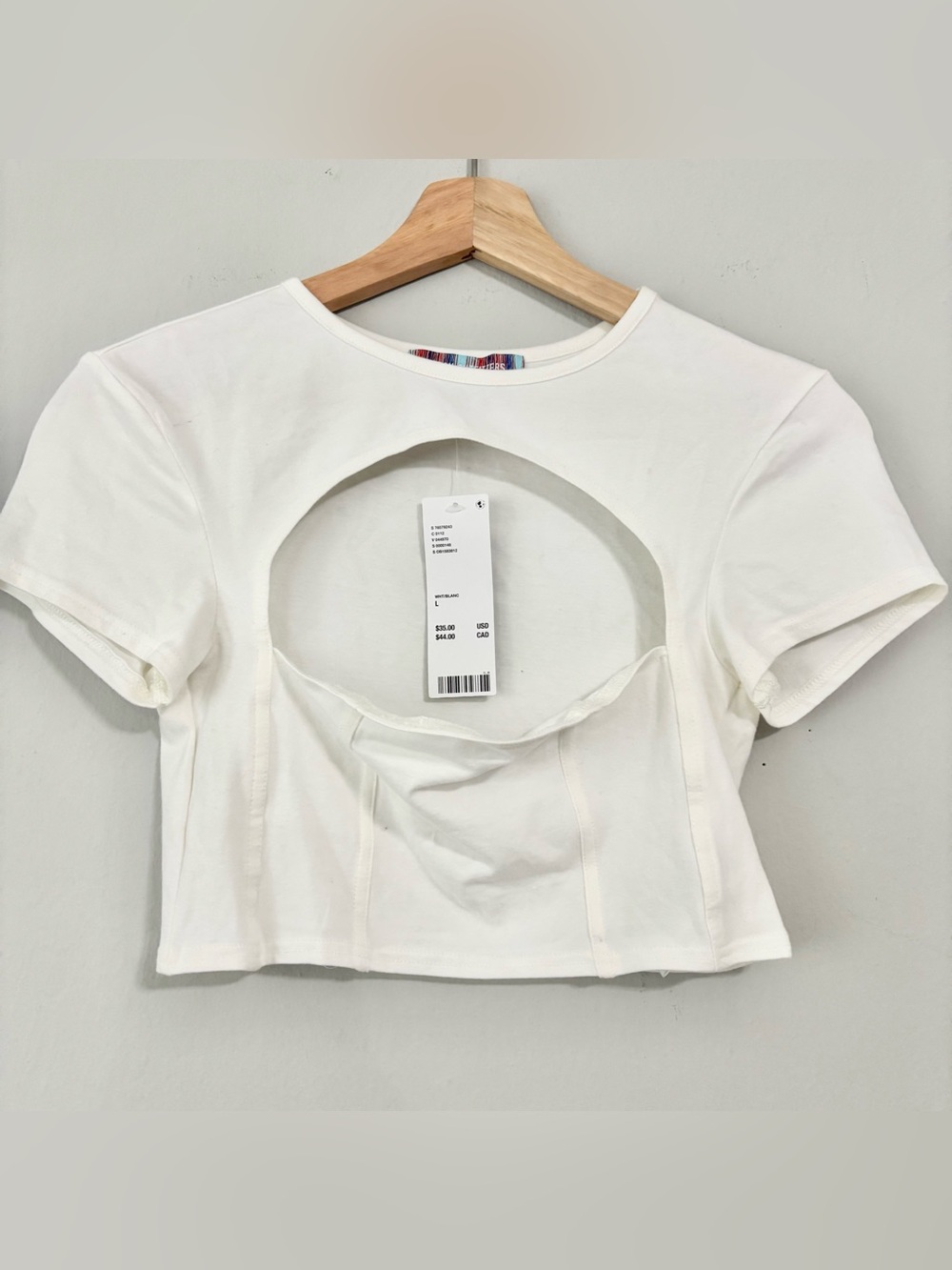 NEW Urban Outfitters Cotton White Key Hole Crop Top.